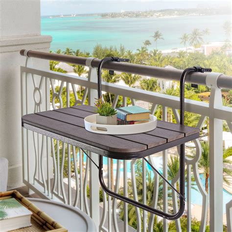 patio railing table|folding table for balcony railings.